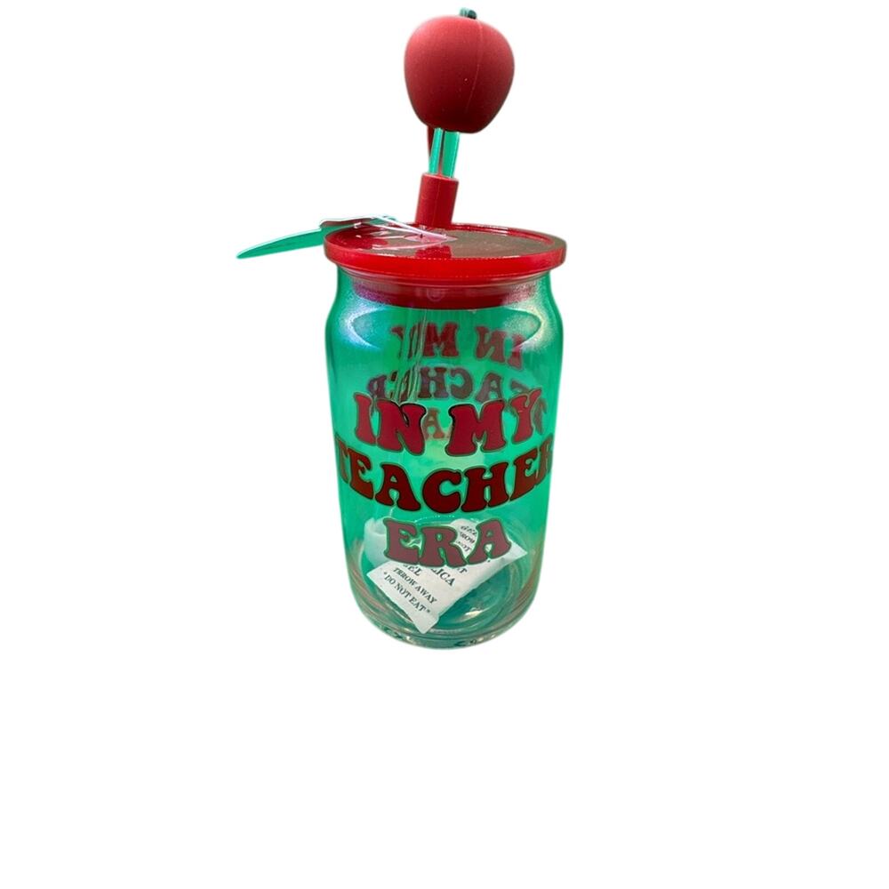 Sheffield Home / teacher era / Tumbler / red iridescent/ apple straw top / NWT